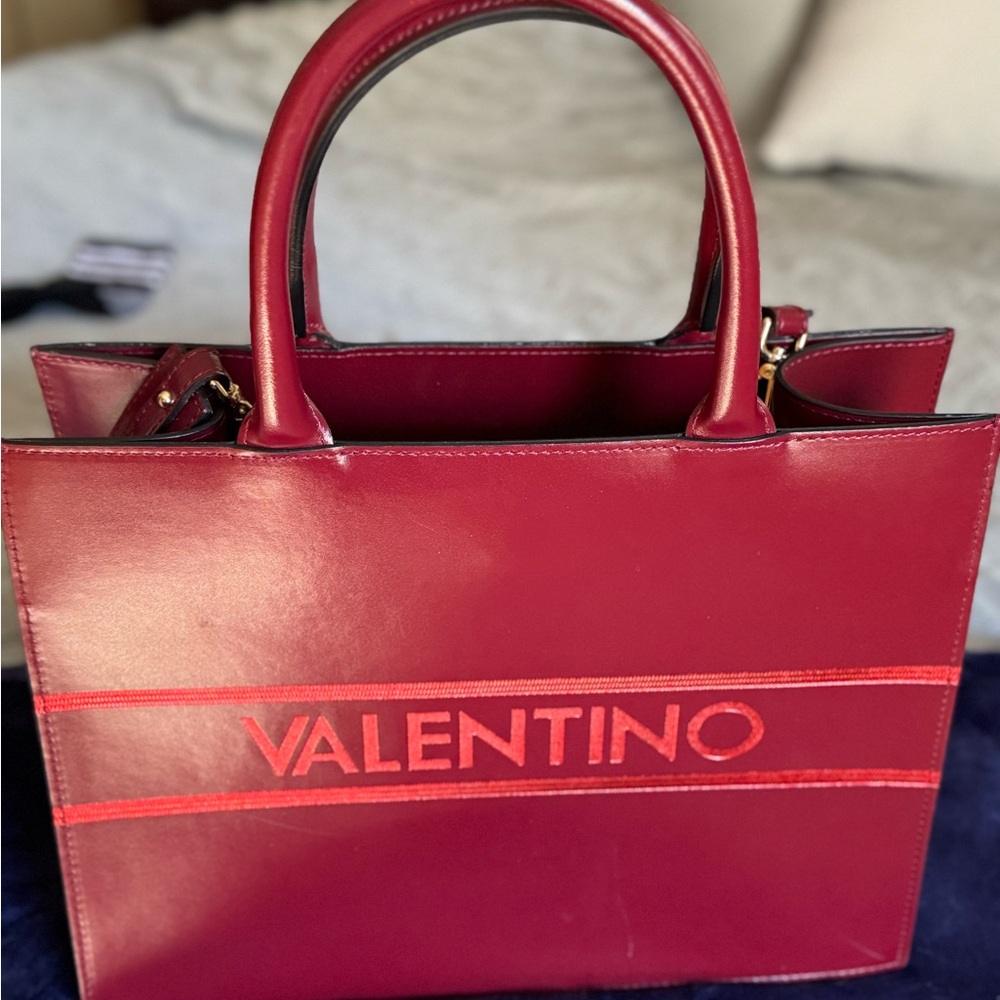 Valentino Burgundy Leather Tote